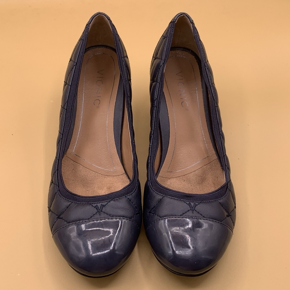 Vionic Ruby Quilted Leather Block Heel Pumps Blue… - image 2